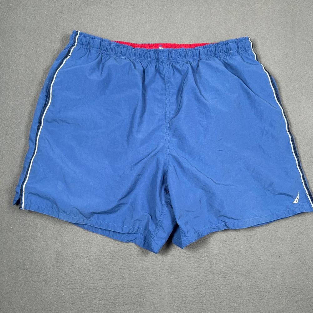 Nautica Swim Trunks Mens L Blue VDR 575 104 Board Shorts Mesh Lined Striped